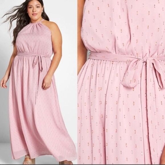 NWT Modcloth Illuminated Elegance Chiffon Halter Maxi dress - Picture 2 of 15